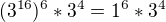 kopírovat do textarea $(3^{16})^{6}*3^{4} = 1^{6}*3^{4}$