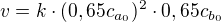 $v=k\cdot (0,65c_{a_0})^2 \cdot 0,65c_{b_0}$