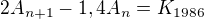 $2A_{n+1}-1,4A_{n}=K_{1986}$
