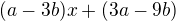 $(a-3b)x+(3a-9b)$