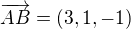 $\overrightarrow{AB}=(3,1,-1)$