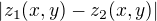 $\left|z_1(x,y)-z_2(x,y)\right|$