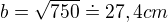 $b=\sqrt{750}\doteq 27,4 cm$
