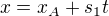 $x=x_A+s_1t$