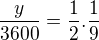 $\frac{y}{3600}=\frac{1}{2}.\frac{1}{9}$