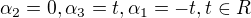 $\alpha_2 = 0, \alpha_3=t, \alpha_1=-t, t \in R$
