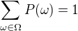 $\sum_{\omega\in\Omega}P(\omega) = 1$