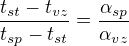 $\frac{t_{st}-t_{vz}}{t_{sp}-t_{st}}=\frac{\alpha_{sp}}{\alpha _{vz}} $