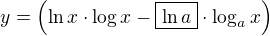 $y=\(\ln x \cdot \log x-\boxed{\ln a}\cdot \log_a x\)$