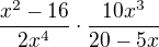 kopírovat do textarea $\frac{x^2-16}{2x^4}\cdot \frac{10x^3}{20-5x}$