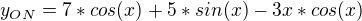 $y_{ON}=7*cos(x)+5*sin(x)-3x*cos(x)$