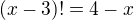 kopírovat do textarea $(x-3)!=4-x$