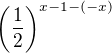 $\bigg(\frac{1}{2}\bigg)^{x-1-(-x)}$