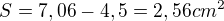 $S = 7,06 -4,5 = 2,56 cm^{2}$