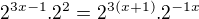 $2^{3x-1}.2^2=2^{3(x+1)}.2^{-1x}$