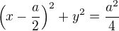 $\left(x-\frac a2\right)^2+y^2=\frac{a^2}4$