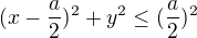 $(x - \frac{a}{2})^2 + y^2 \le (\frac{a}{2})^2$