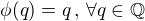 $\phi (q) = q\,,\,\forall q\in\mathbb{Q}$
