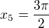 $x_5=\frac{3\pi}{2}$