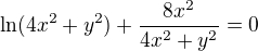 $\ln (4x^{2}+y^{2})+\frac{8x^{2}}{4x^{2}+y^{2}}=0$