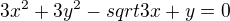 $3x^2+3y^2-sqrt{3}x+y=0$