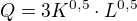 $Q=3K^{0,5}\cdot L^{0,5}$