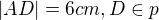 $|AD|=6cm, D\in p$
