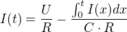 $I(t) = \frac{U}{R} - \frac{\int_{0}^{t} I(x) dx}{C\cdot R}$