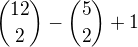 ${12 \choose 2 } - {5 \choose 2} + 1$