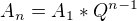 $ A_n=A_1*Q^{n-1}$