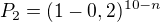 $P_2=(1-0,2)^{10-n}$