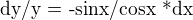 kopírovat do textarea $\text{dy/y = -sinx/cosx *dx}$