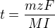 $t = \frac{m z F}{M I}$
