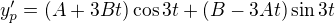 $y'_p=(A+3Bt)\cos3t+(B-3At)\sin3t$