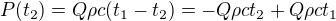 $P(t_2)=Q\rho c(t_1-t_2)=-Q\rho ct_2+Q\rho ct_1$