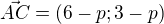 $\vec{AC}=(6-p;3-p)$