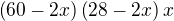 $\left(60-2x\right)\left(28-2x\right)x$
