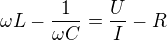${\omega L-\frac{1}{\omega C}}=\frac{U}{I}-R$