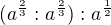 kopírovat do textarea $(a^\frac{2}{3}:a^\frac{2}{3}):a^\frac{1}{2}$