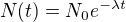 $N(t)=N_{0}e^{-\lambda t}$