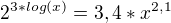 $2^{3*log(x)} = 3,4*x^{2,1}$