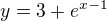 $y=3+e^{x-1}$