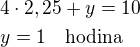 kopírovat do textarea $4\cdot 2,25+y=10\nly=1\quad\rm{hodina}$