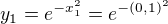 $y_1=e^{-x_1^2}=e^{-(0,1)^2}$