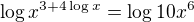 kopírovat do textarea $\log x^{3+4\log x}=\log10x^6$