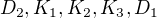 $D_2, K_1, K_2, K_3, D_1$
