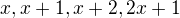 kopírovat do textarea $x, x+1, x+2, 2x+1$
