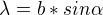 $\lambda=b*sin\alpha$