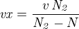 kopírovat do textarea ${\it vx}={{v\,{\it N_2}}\over{{\it N_2}-N}}$