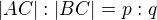 $|AC|:|BC|=p:q$